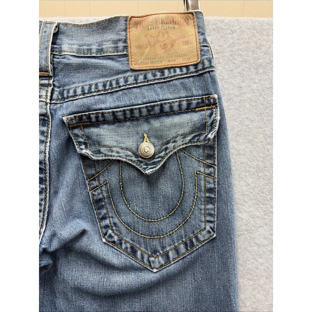 True Religion Ricky 31 Straight Leg Vintage Jeans Men's Size 34x32L Made In USA